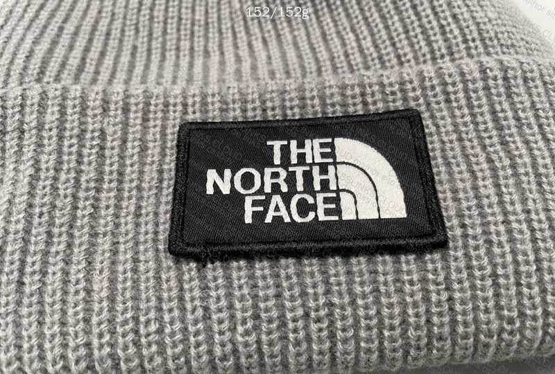 TNF Logo Box Cuffed Gray Beanie