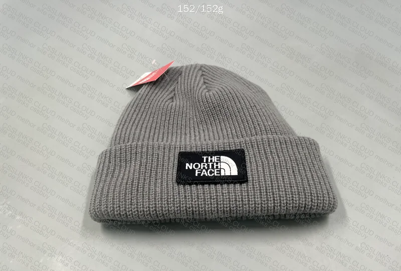 TNF Logo Box Cuffed Gray Beanie 3