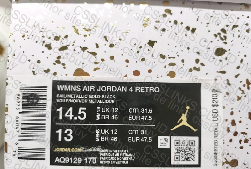 Jordan 4 Mettalic Gold 6
