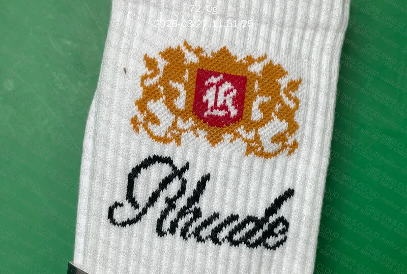 Meias Rhude Crest Logo White/Gold/Red