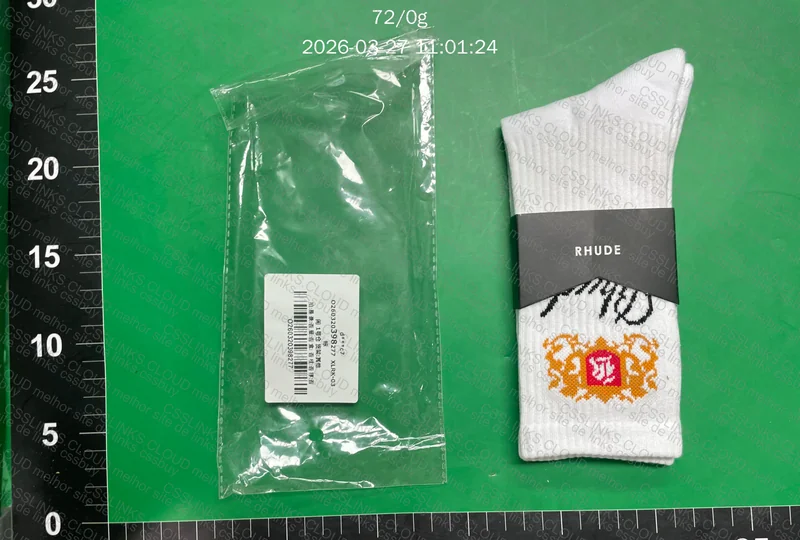 Meias Rhude Crest Logo White/Gold/Red 4