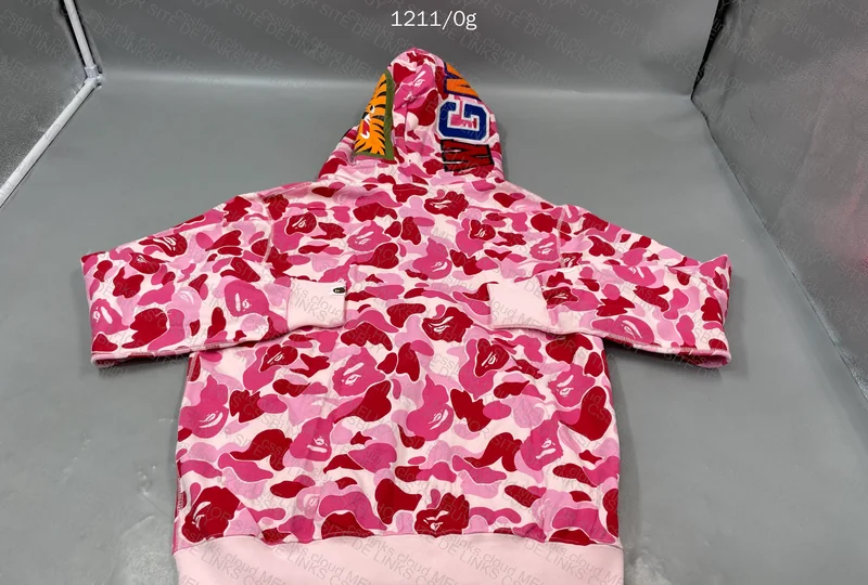 Bape Color Camo Shark Full Zip Pink Hoodie 10