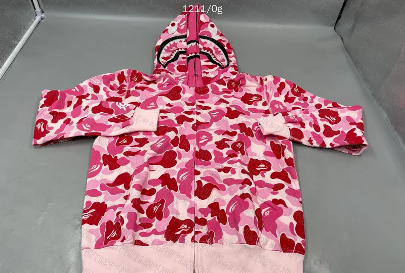Bape Color Camo Shark Full Zip Pink Hoodie 2
