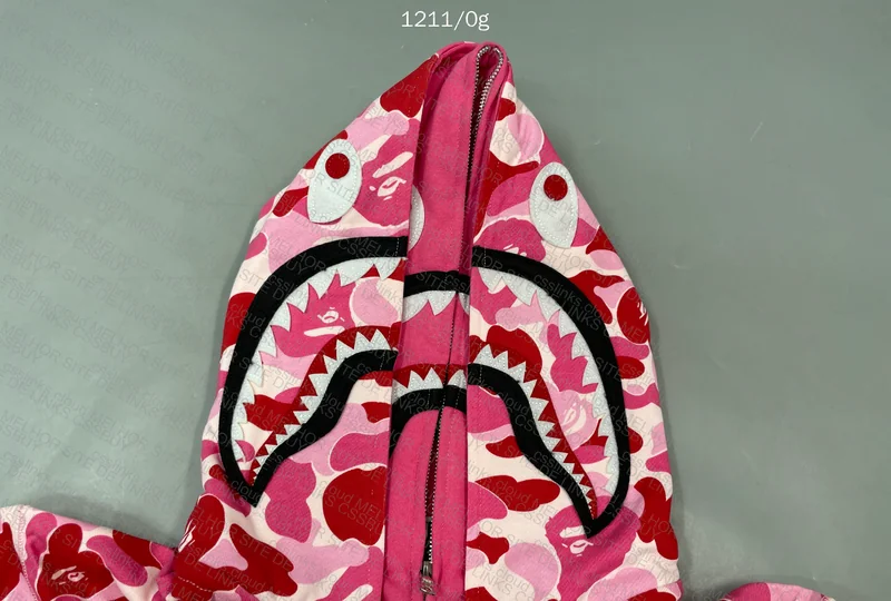 Bape Color Camo Shark Full Zip Pink Hoodie 9
