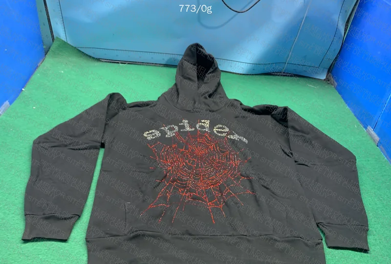 Sp5der Red Rhinestone Hoodie 2