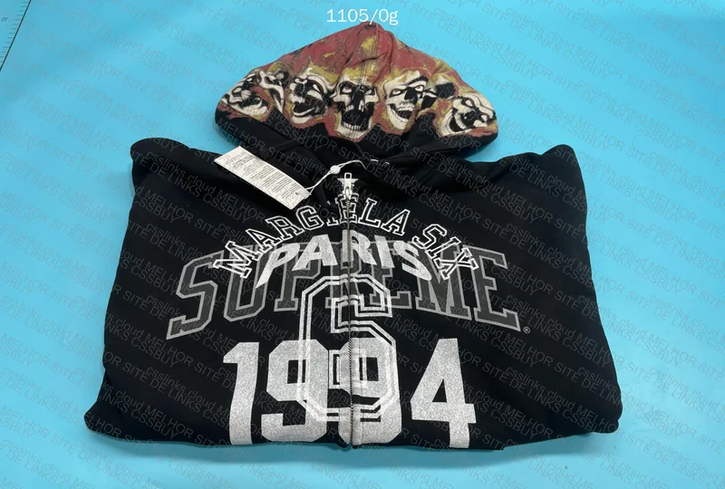 Supreme x MM6 Black Zip-Up Hoodie 2