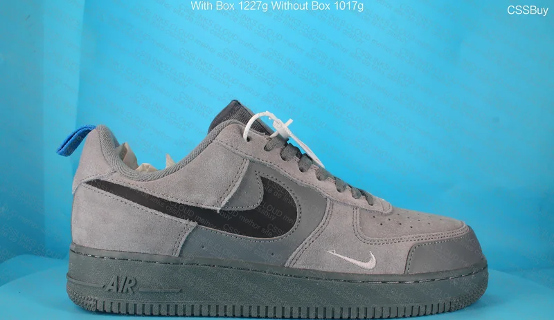 Nike Air Force 1 Low Cut Out Swoosh Grey 3