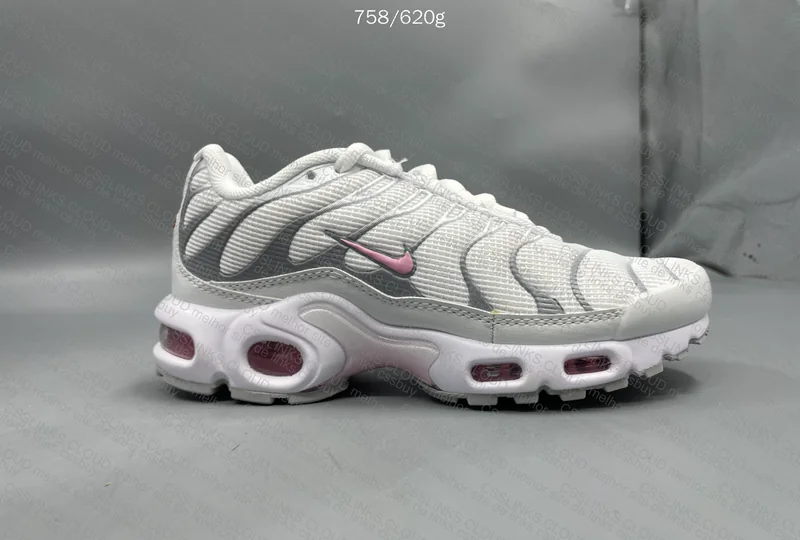 Nike air max plus summit white & pink rise 6