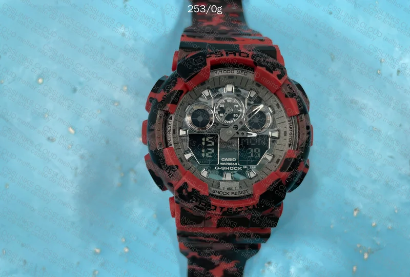 Casio G-shock Ga-100 Black and Red Camo Watch 2