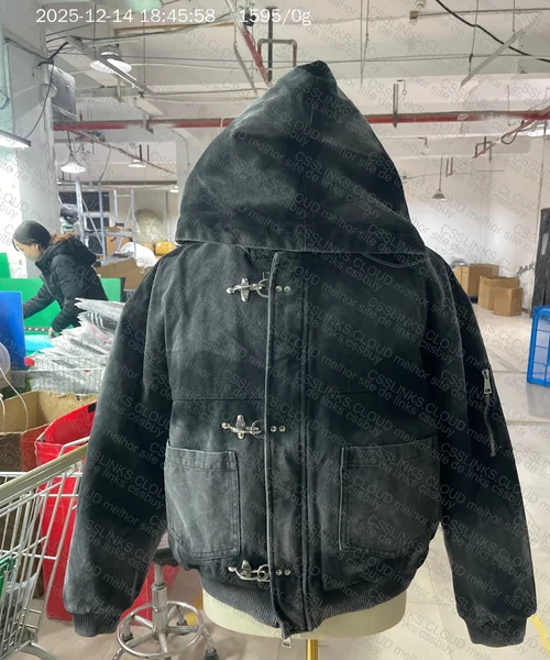 Shinzo Washed Black Canvas Clasp Bomber Jacket 5