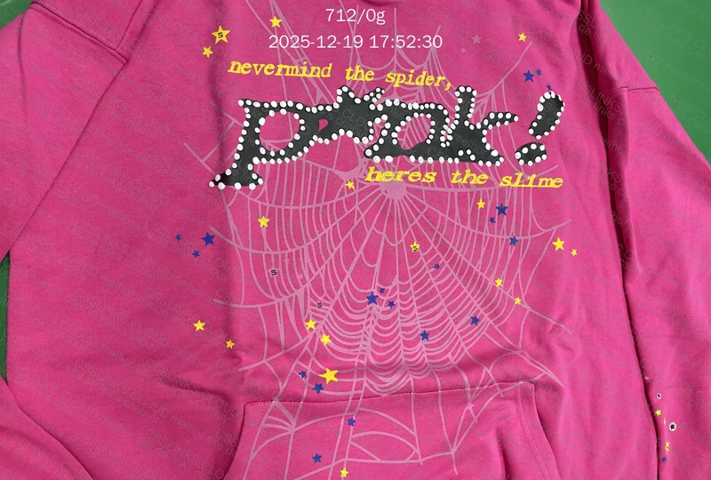 Sp5der hoodie pink 2