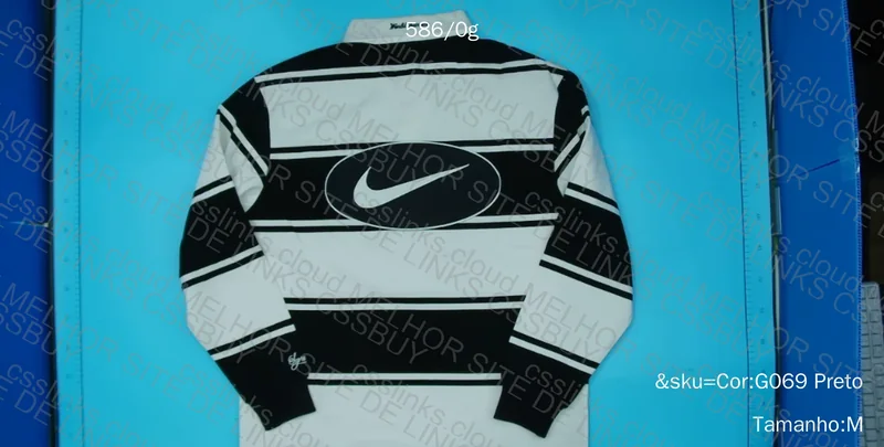 Supreme x Nike Stripe Rugby T-Shirt Black 2