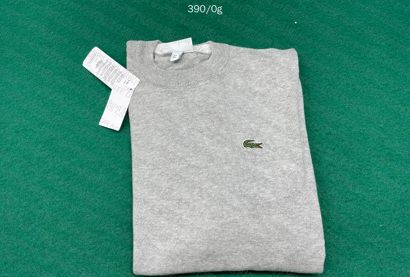 Lacoste Gray Monochrome Cotton Sweater with Round Neck AH1985