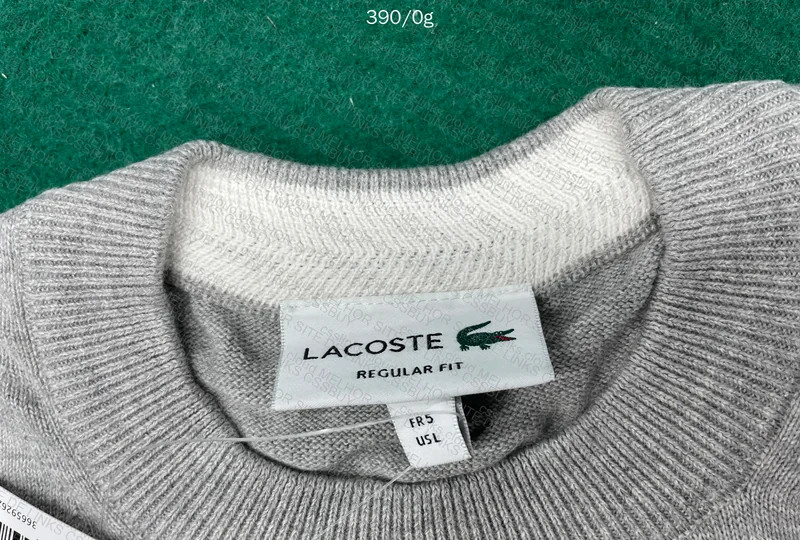 Lacoste Gray Monochrome Cotton Sweater with Round Neck AH1985 6