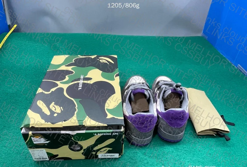 Bape STA SK8 Gray and Purple Sneakers