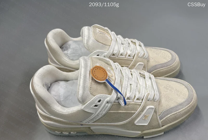 LV Trainer Beige Monogram Denim Sneakers