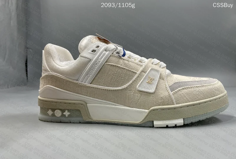 LV Trainer Beige Monogram Denim Sneakers 4