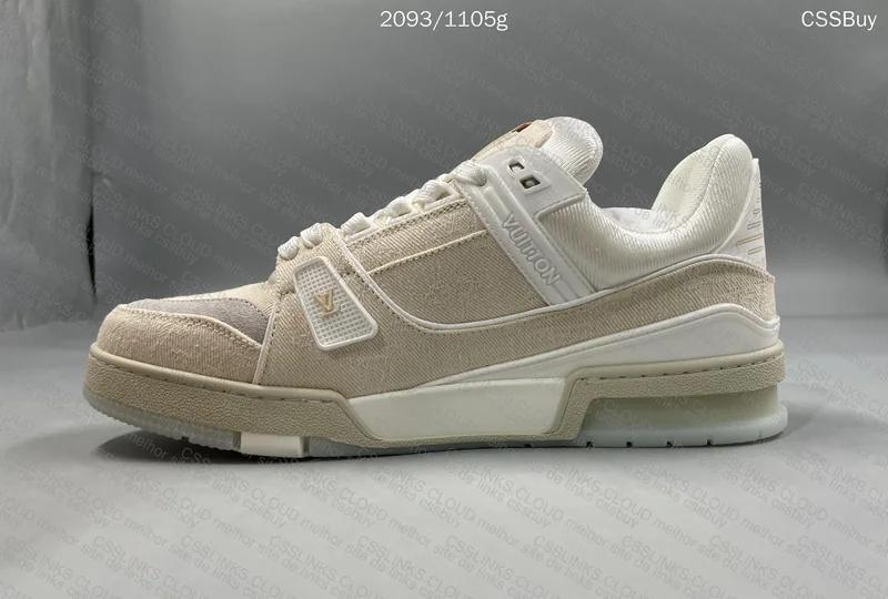 LV Trainer Beige Monogram Denim Sneakers 6