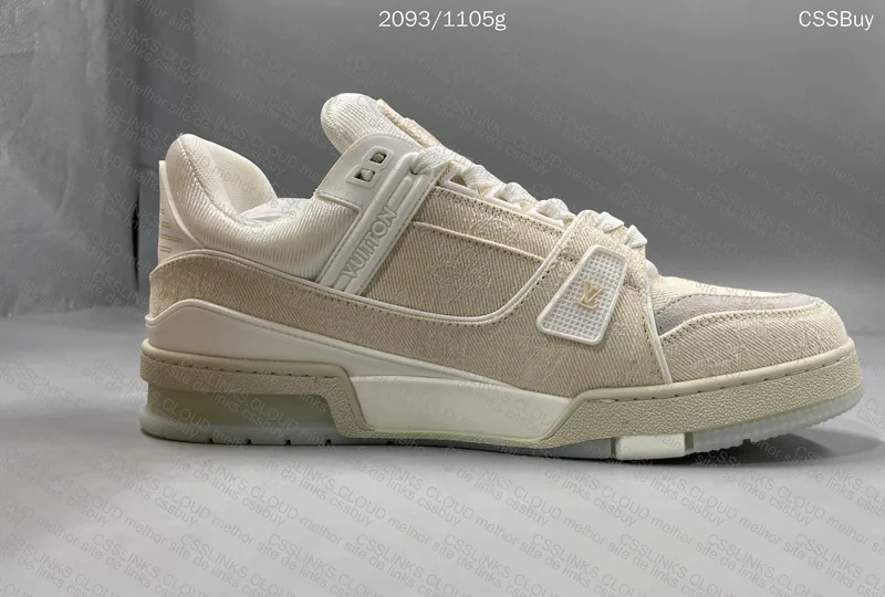 LV Trainer Beige Monogram Denim Sneakers 8