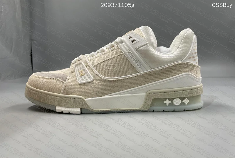 LV Trainer Beige Monogram Denim Sneakers 9