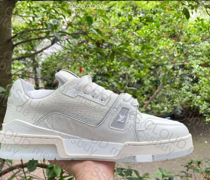 LV Trainer White Sneakers in Natural Light 4