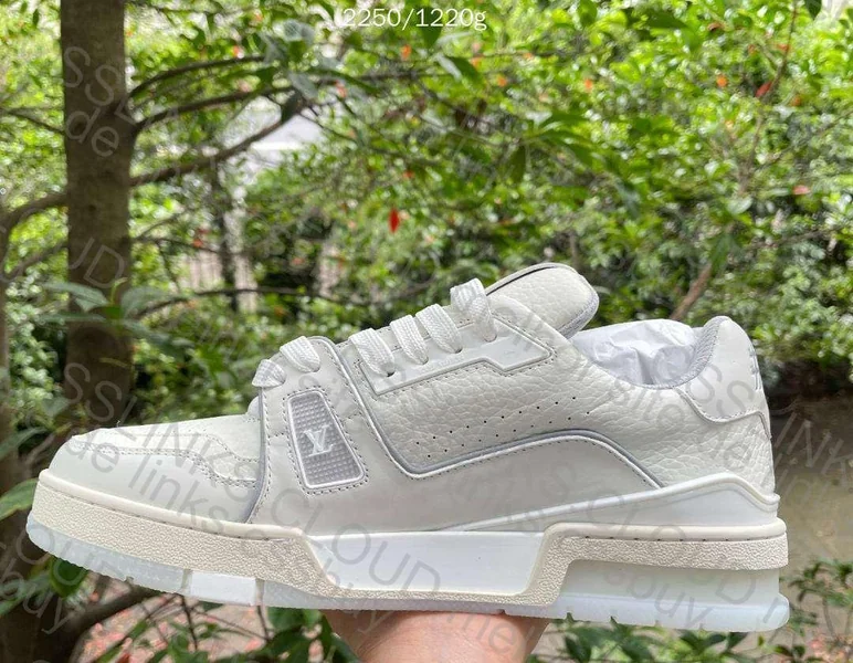 LV Trainer White Sneakers in Natural Light 6