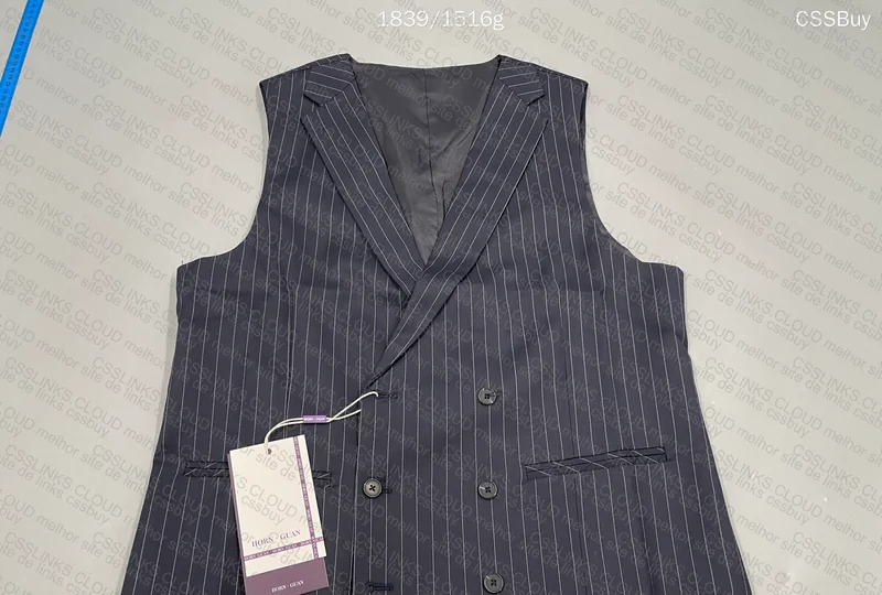 Navy Blue Pinstripe Suit Italian Cut 5