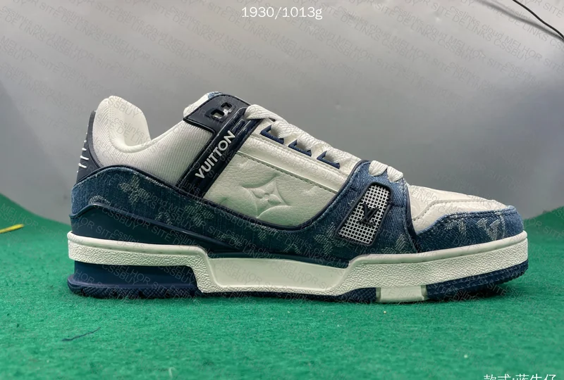 TG BATCH Louis Vuitton Trainer Low Monogram Denim Blue 10