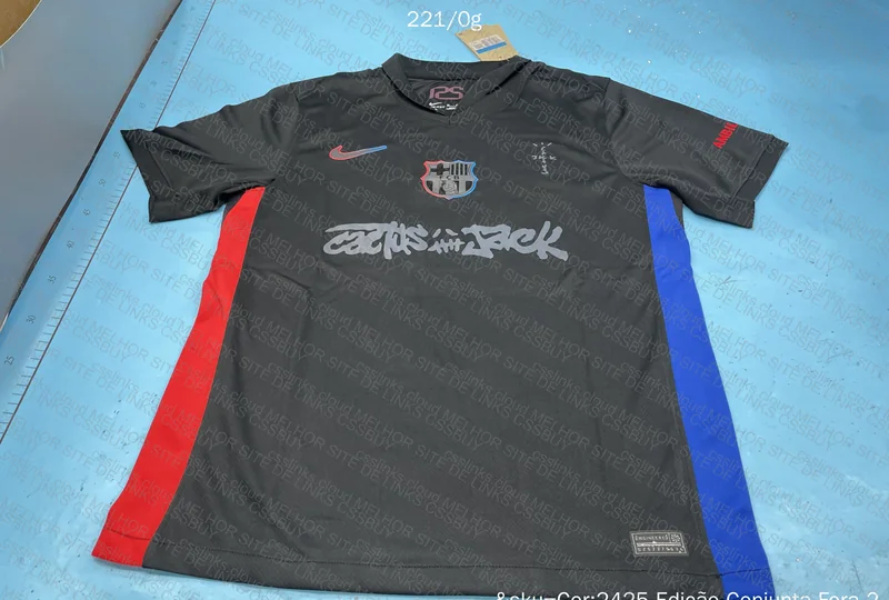Travis Scott x Barcelona Away Jersey (Sticker crooked? Or angle?) 3